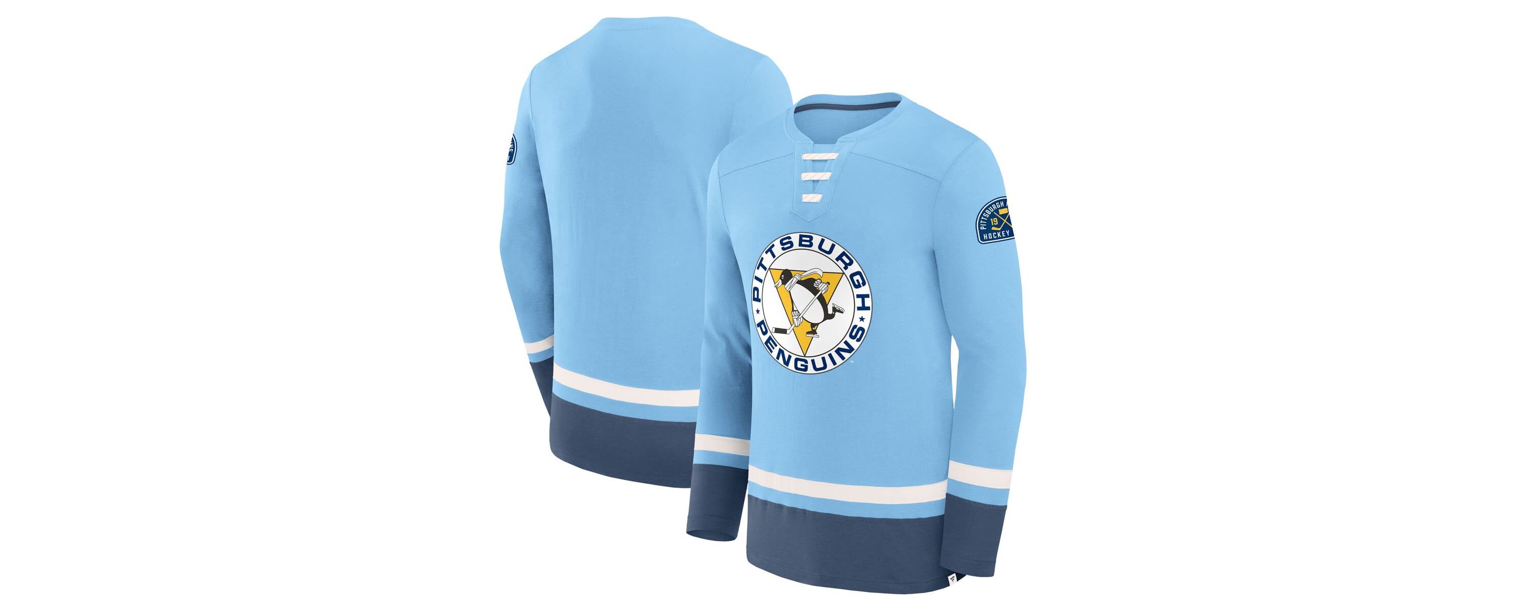 NHL Fanatics Light Pittsburgh Penguins Vintage High Point Long Sleeve T-Shirt