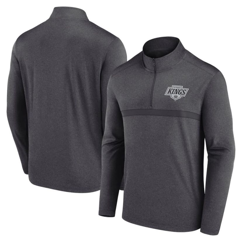 NHL Logo Athletic Los Angeles Kings Head-to-Head Raglan Quarter-Zip Top