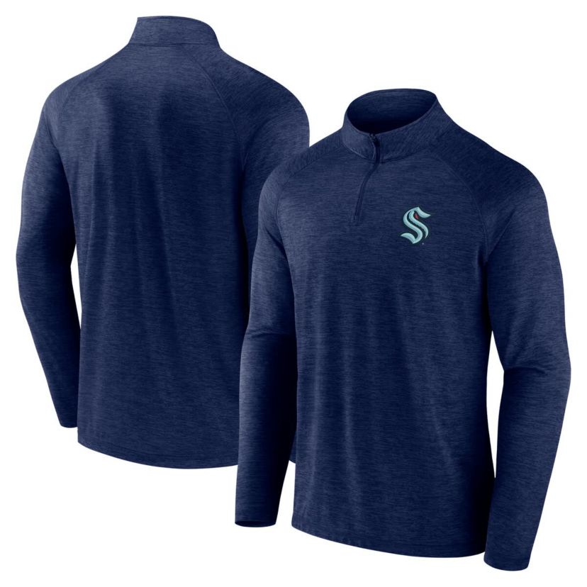NHL Logo Athletic Seattle Kraken Head-to-Head Raglan Quarter-Zip Top