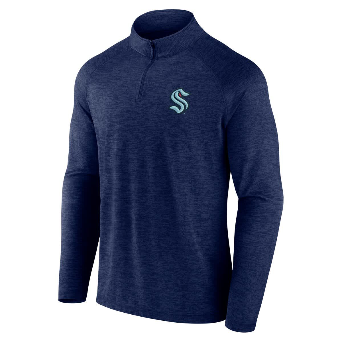 NHL Logo Athletic Seattle Kraken Head-to-Head Raglan Quarter-Zip Top