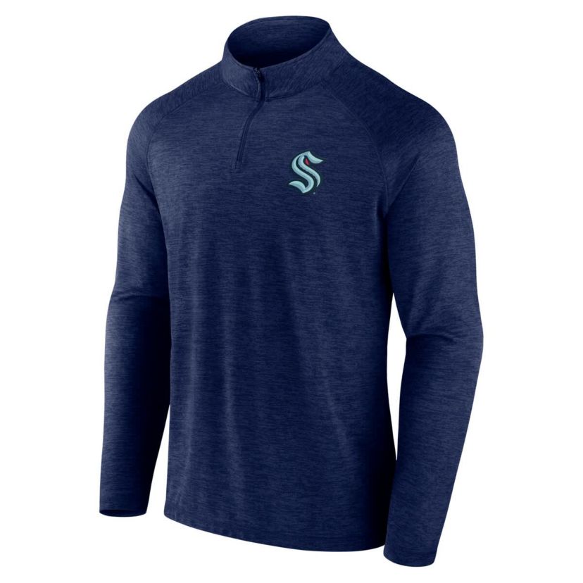NHL Logo Athletic Seattle Kraken Head-to-Head Raglan Quarter-Zip Top