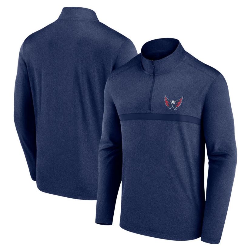 NHL Logo Athletic Washington Capitals Head-to-Head Raglan Quarter-Zip Top