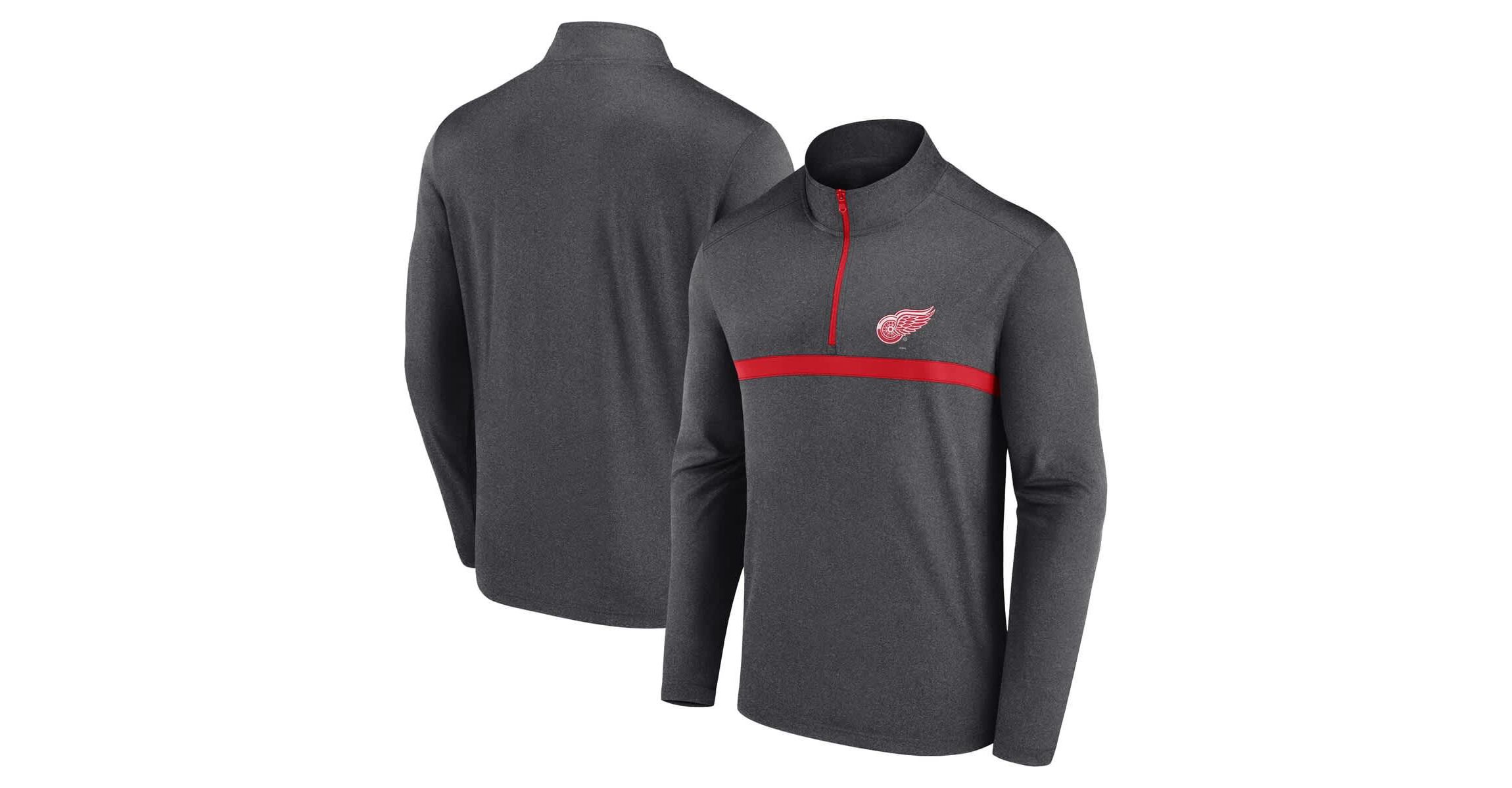 NHL Logo Athletic Detroit Wings Head-to-Head Raglan Quarter-Zip Top