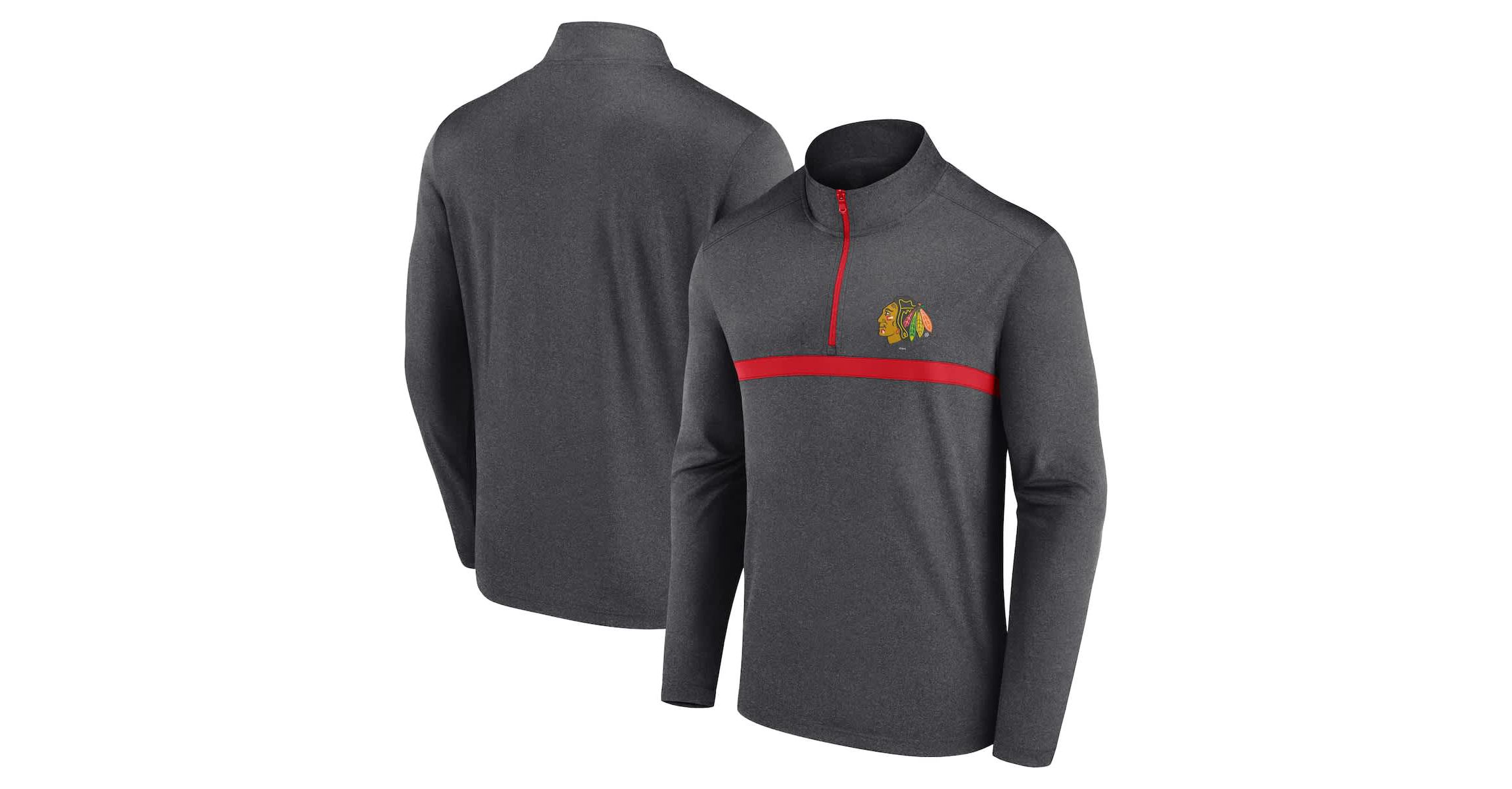 NHL Logo Athletic Chicago Blackhawks Head-to-Head Raglan Quarter-Zip Top