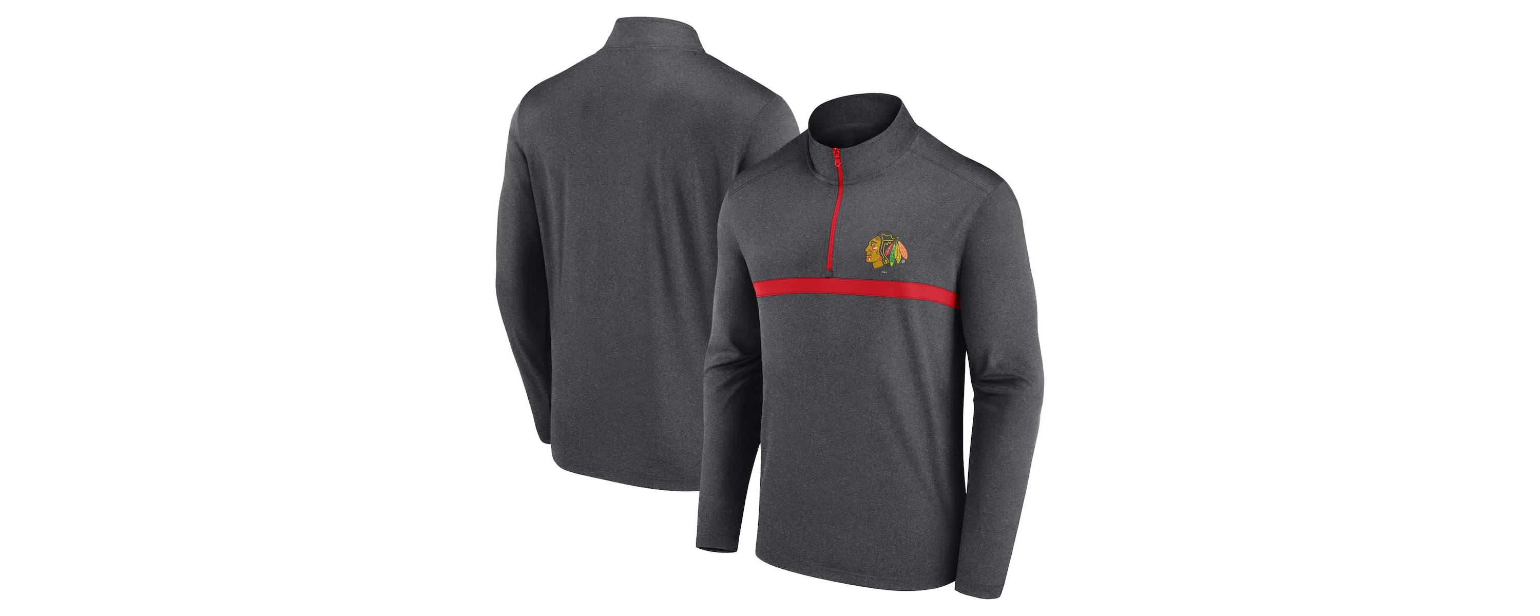 NHL Logo Athletic Chicago Blackhawks Head-to-Head Raglan Quarter-Zip Top