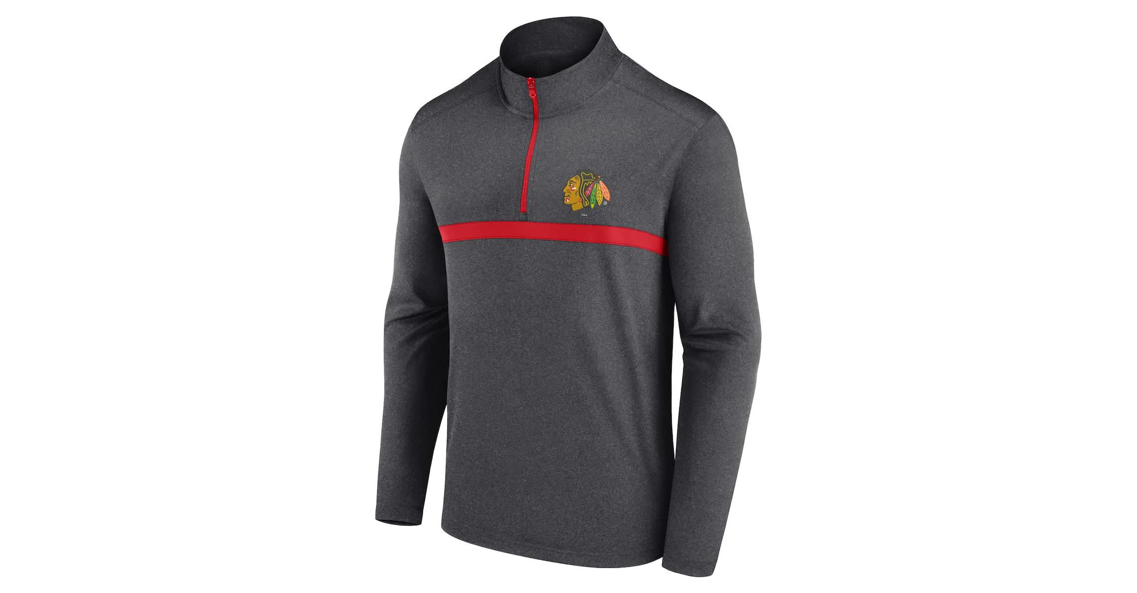 NHL Logo Athletic Chicago Blackhawks Head-to-Head Raglan Quarter-Zip Top