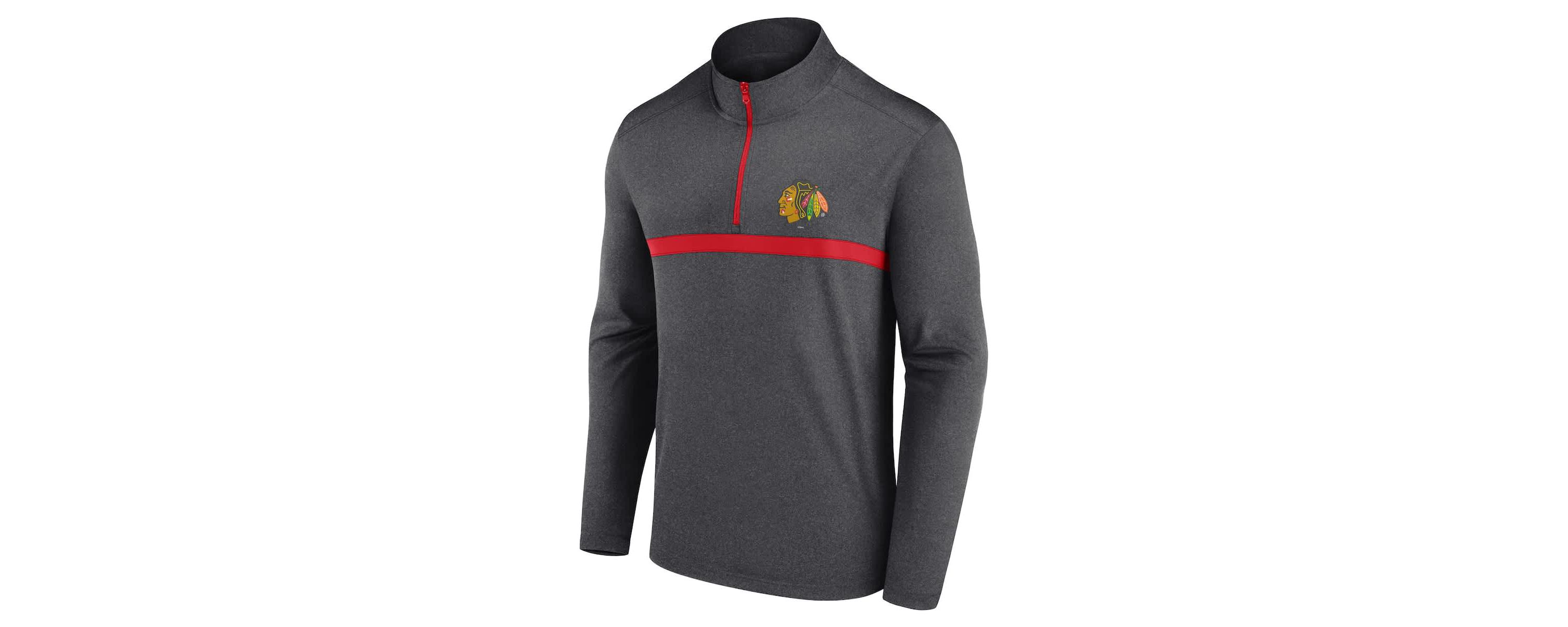 NHL Logo Athletic Chicago Blackhawks Head-to-Head Raglan Quarter-Zip Top