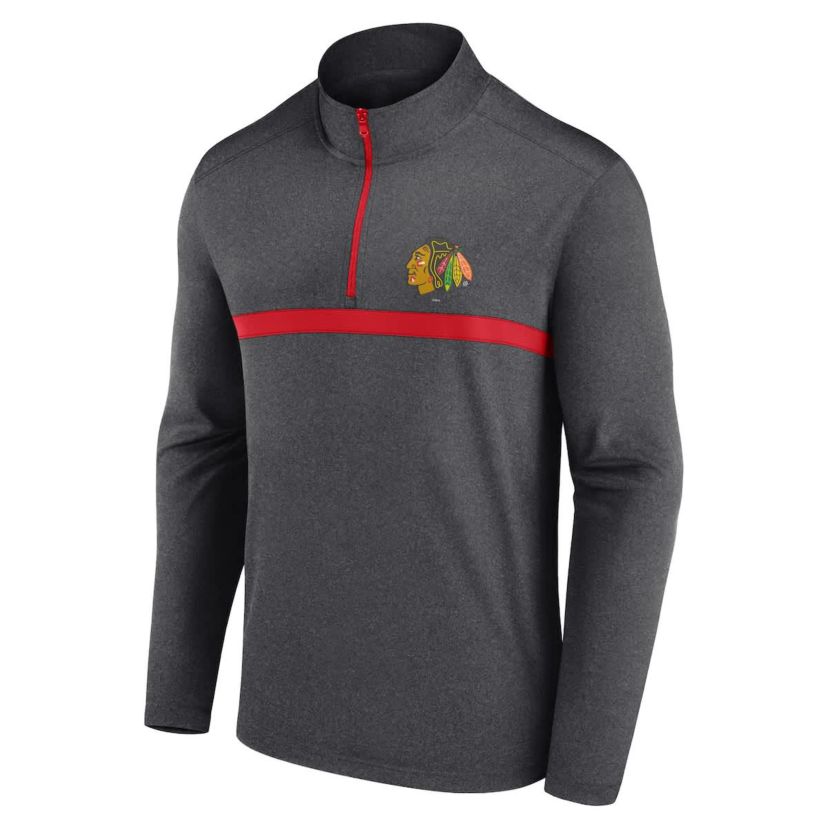 NHL Logo Athletic Chicago Blackhawks Head-to-Head Raglan Quarter-Zip Top