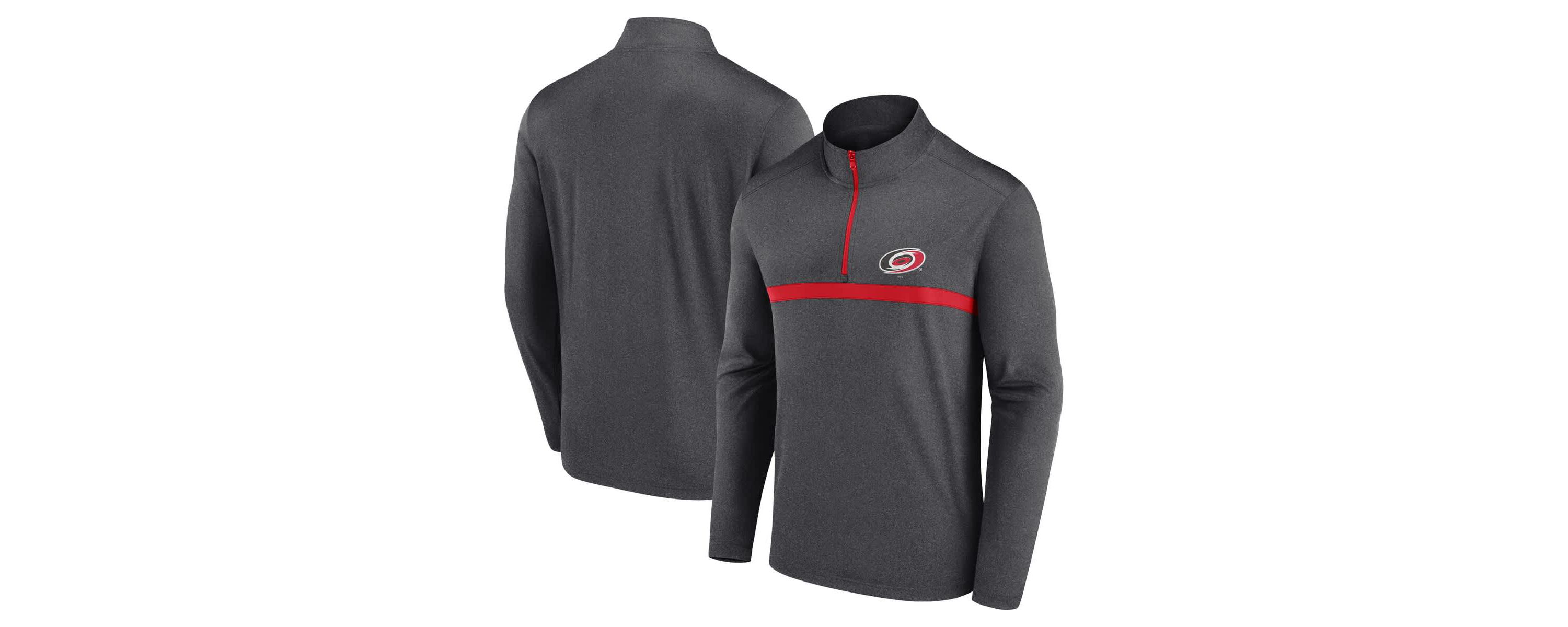 NHL Logo Athletic Carolina Hurricanes Head-to-Head Raglan Quarter-Zip Top