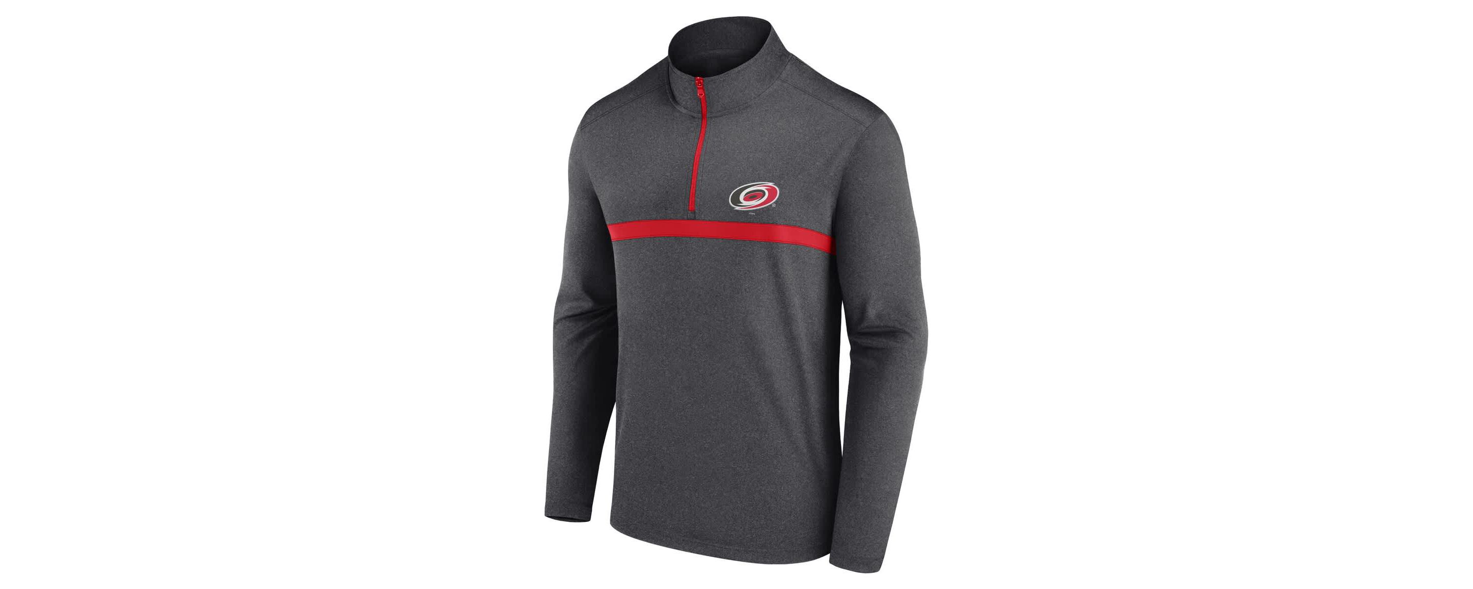 NHL Logo Athletic Carolina Hurricanes Head-to-Head Raglan Quarter-Zip Top