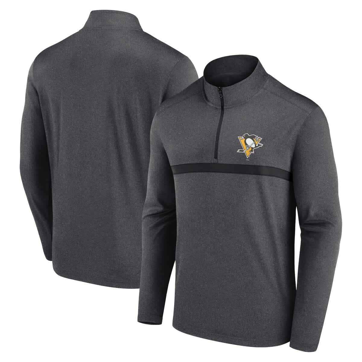 NHL Logo Athletic Pittsburgh Penguins Head-to-Head Raglan Quarter-Zip Top