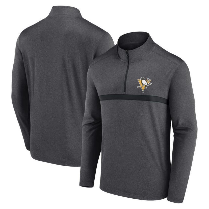 NHL Logo Athletic Pittsburgh Penguins Head-to-Head Raglan Quarter-Zip Top