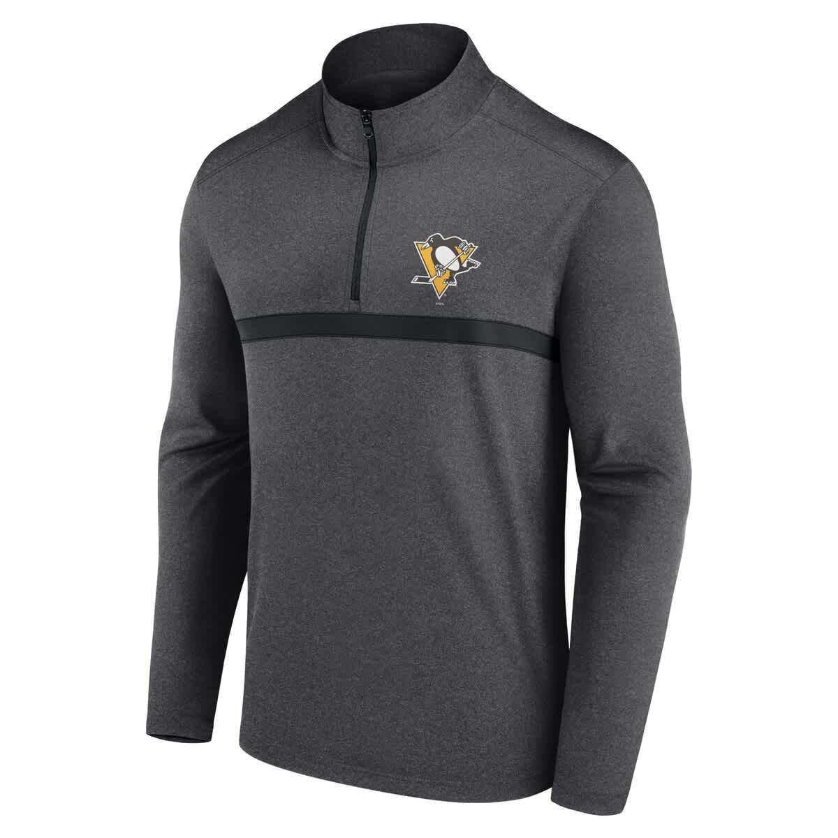 NHL Logo Athletic Pittsburgh Penguins Head-to-Head Raglan Quarter-Zip Top