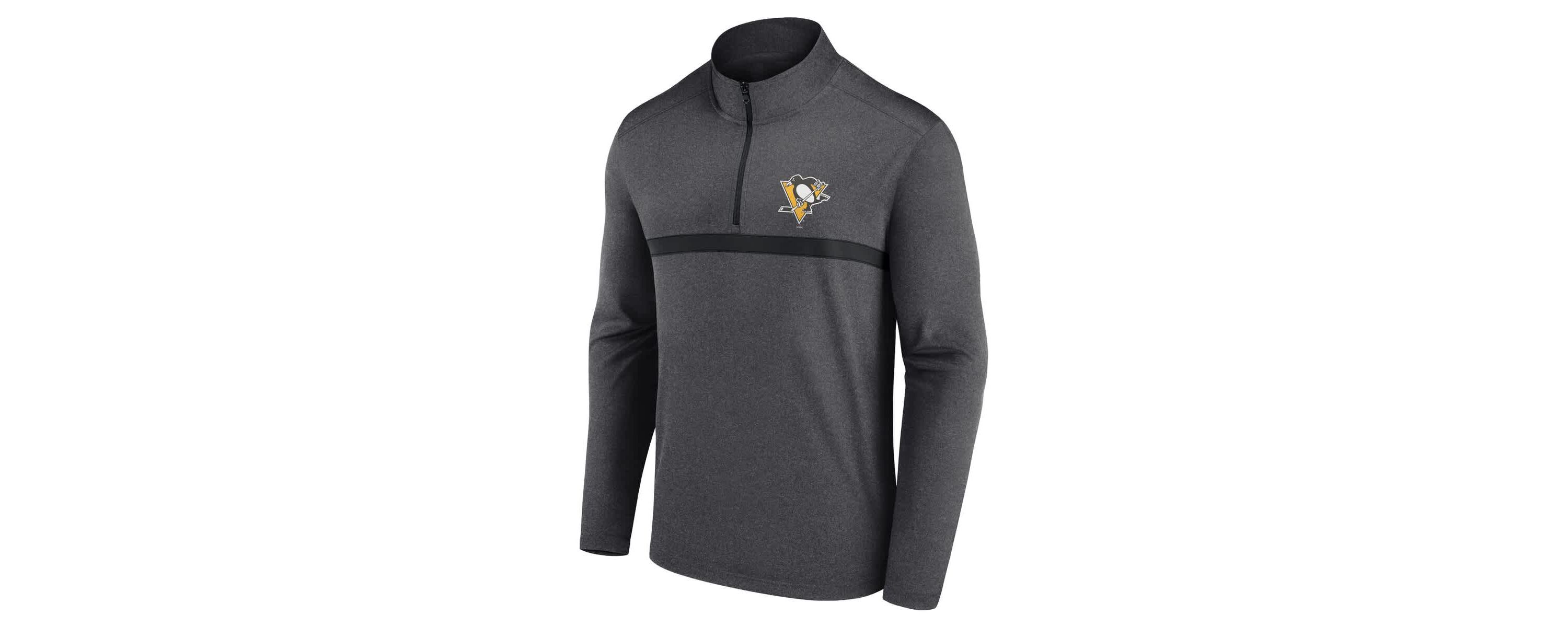 NHL Logo Athletic Pittsburgh Penguins Head-to-Head Raglan Quarter-Zip Top