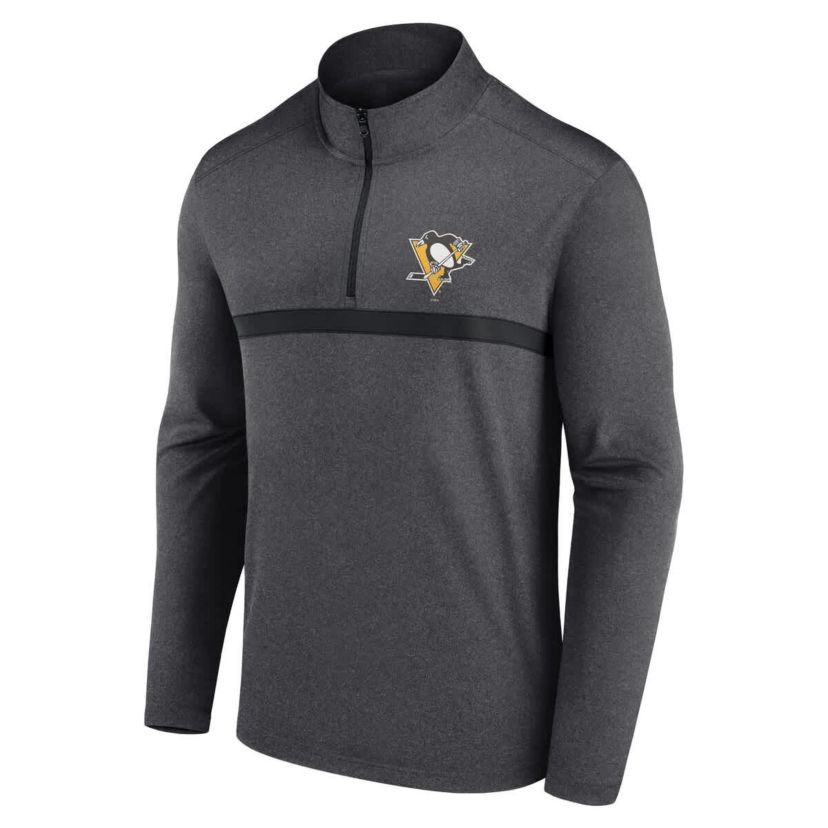 NHL Logo Athletic Pittsburgh Penguins Head-to-Head Raglan Quarter-Zip Top