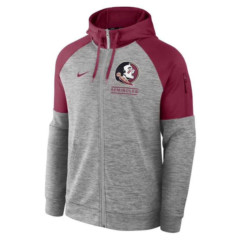 NCAA Nike Florida State Seminoles Fitness Raglan Performance Full-Zip Hoodie