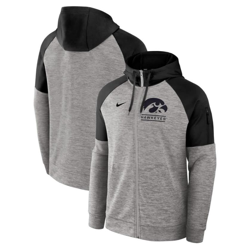 NCAA Nike Iowa Hawkeyes Fitness Raglan Performance Full-Zip Hoodie