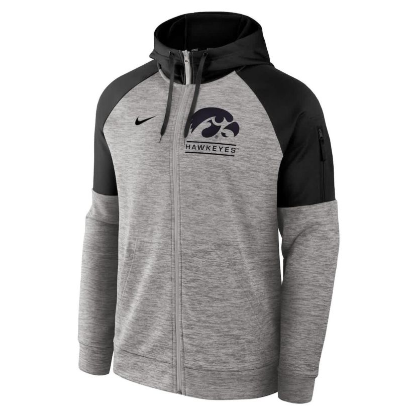 NCAA Nike Iowa Hawkeyes Fitness Raglan Performance Full-Zip Hoodie