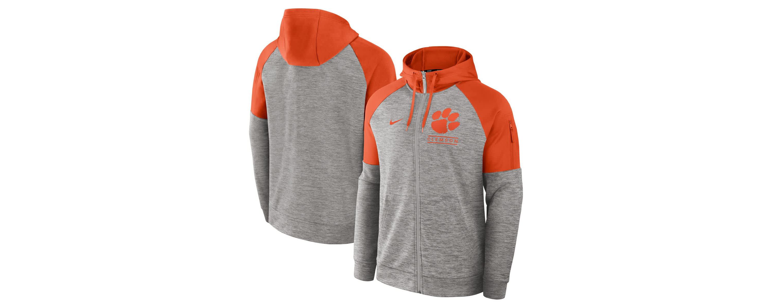 NCAA Nike Clemson Tigers Fitness Raglan Performance Full-Zip Hoodie