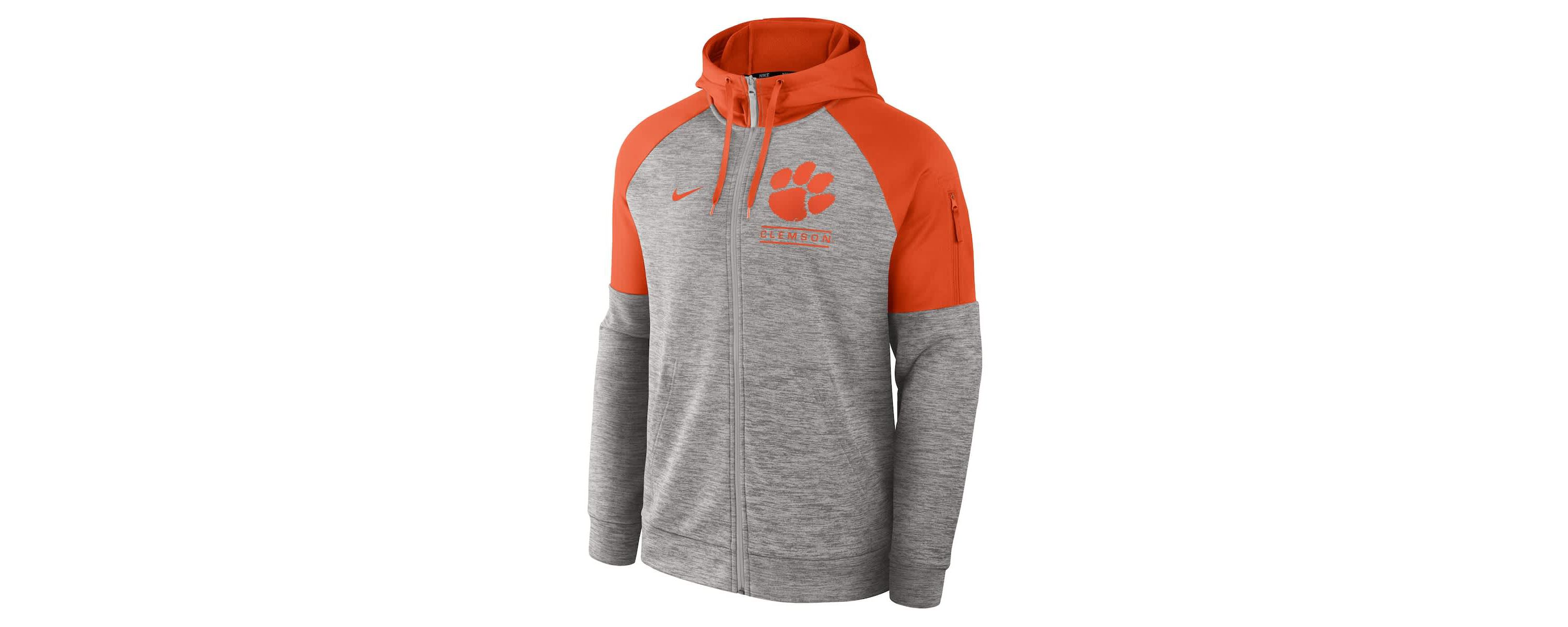 NCAA Nike Clemson Tigers Fitness Raglan Performance Full-Zip Hoodie