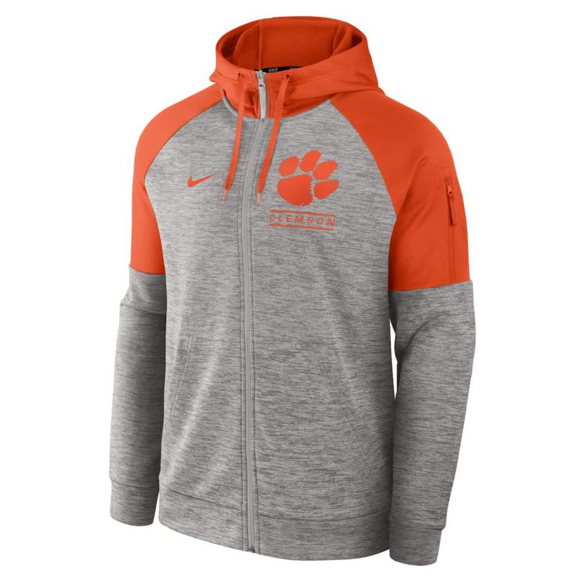 NCAA Nike Clemson Tigers Fitness Raglan Performance Full-Zip Hoodie