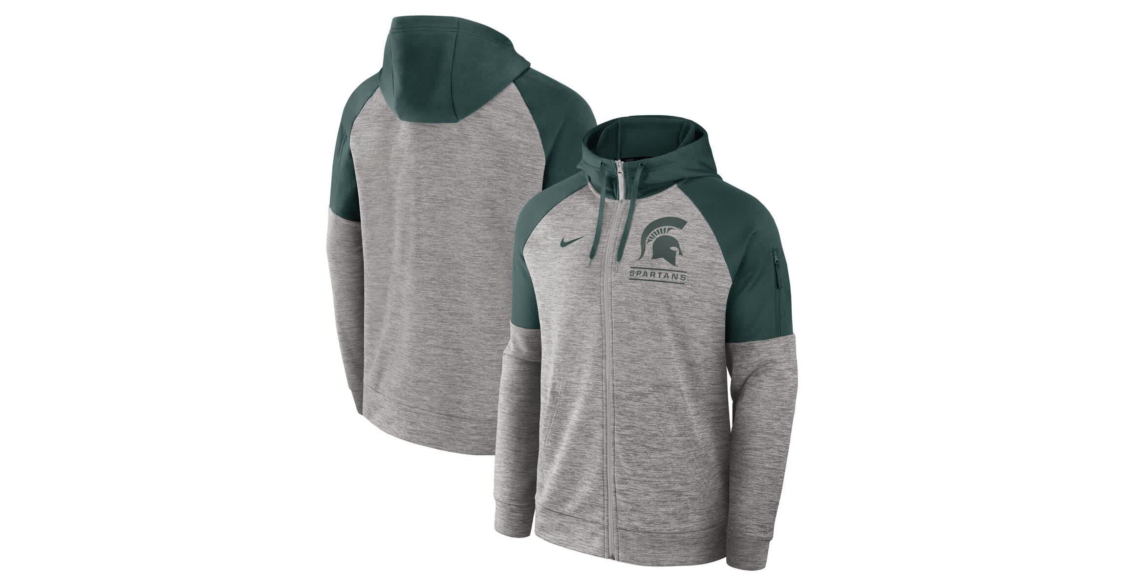 NCAA Nike Michigan State Spartans Fitness Raglan Performance Full-Zip Hoodie