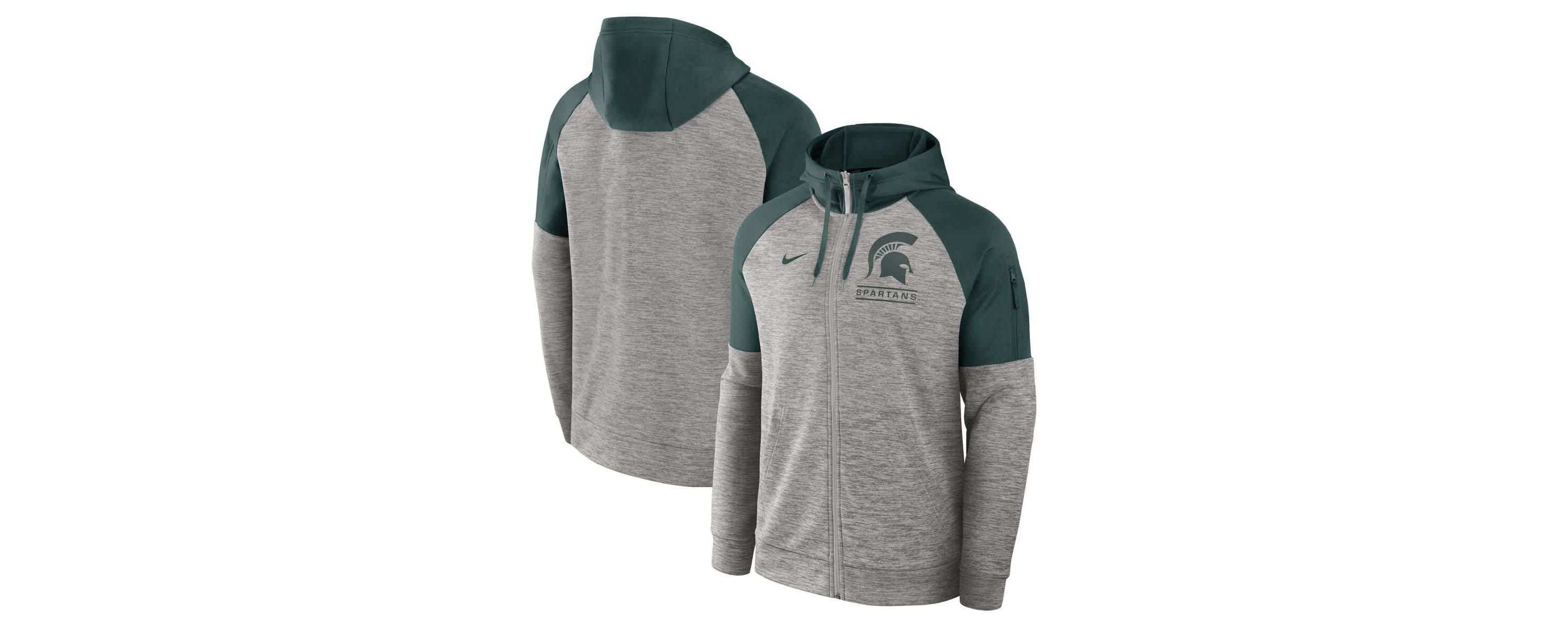 NCAA Nike Michigan State Spartans Fitness Raglan Performance Full-Zip Hoodie