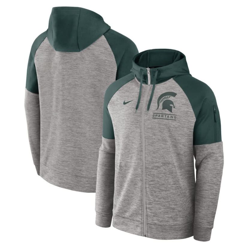 NCAA Nike Michigan State Spartans Fitness Raglan Performance Full-Zip Hoodie