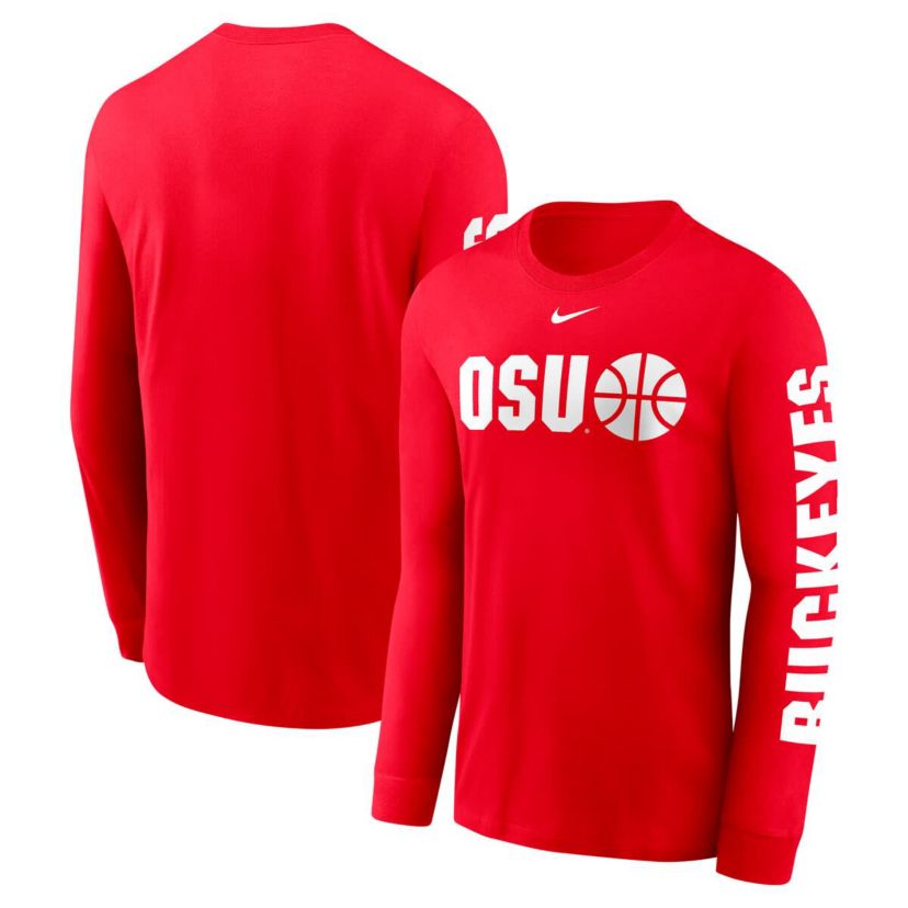 NCAA Nike Ohio State Buckeyes Basketball Icon Two-Hit Long Sleeve T-Shirt