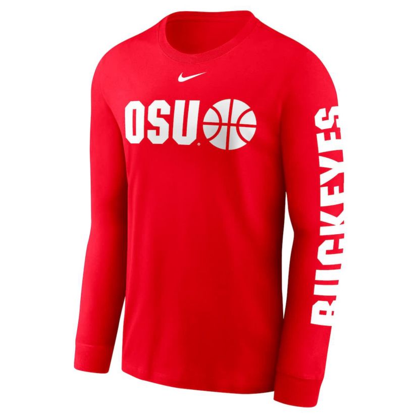 NCAA Nike Ohio State Buckeyes Basketball Icon Two-Hit Long Sleeve T-Shirt
