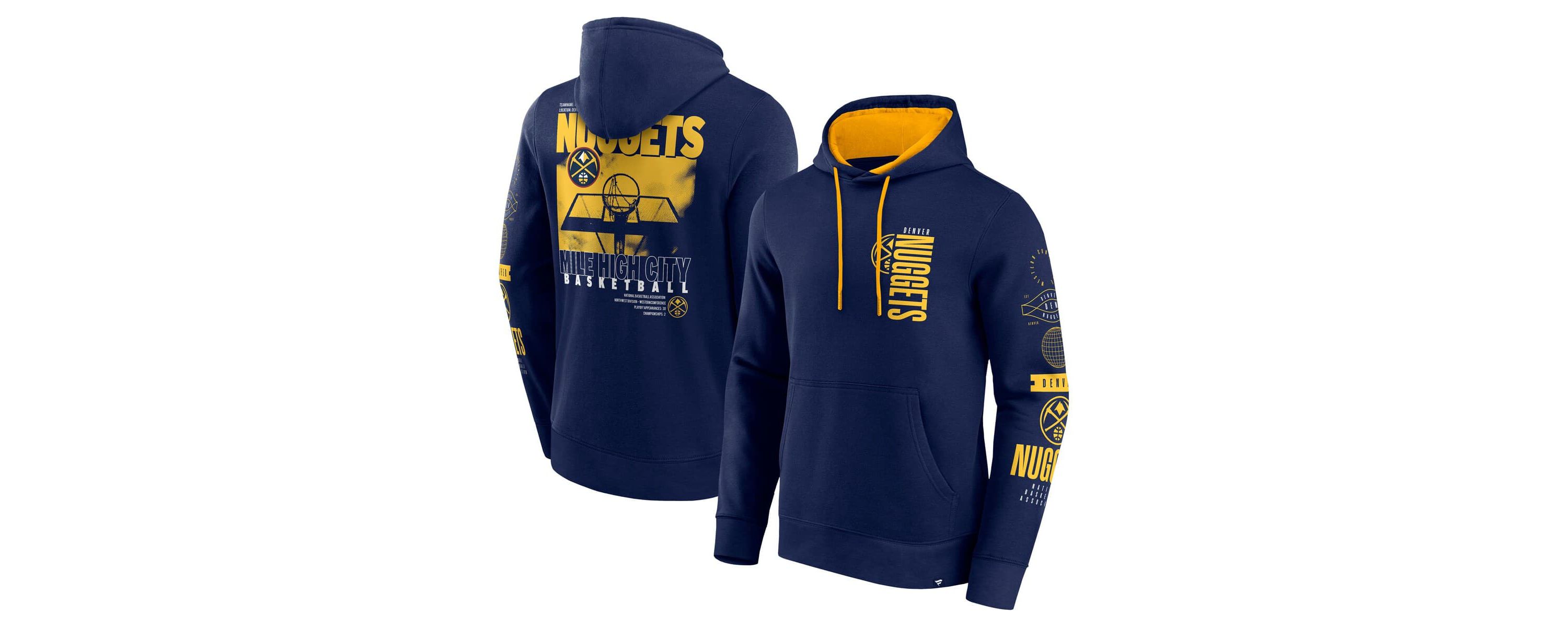 NBA Fanatics Denver Nuggets Game Time Crossover Pullover Hoodie