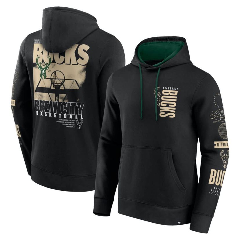 NBA Fanatics Milwaukee Bucks Game Time Crossover Pullover Hoodie