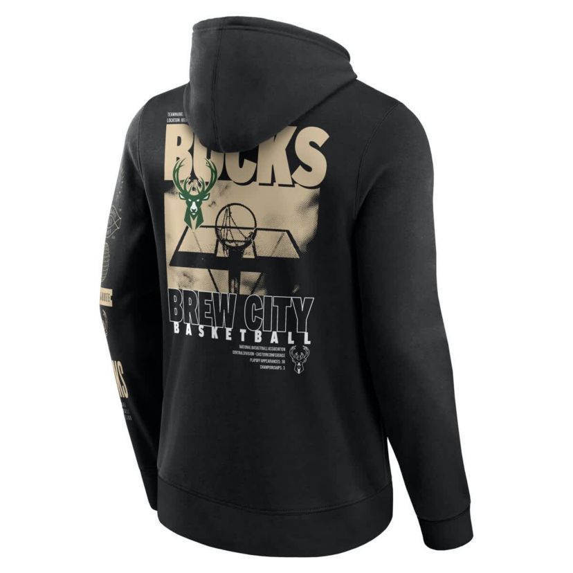 NBA Fanatics Milwaukee Bucks Game Time Crossover Pullover Hoodie