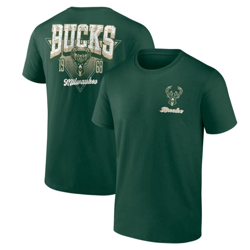 NBA Logo Athletic Hunter Milwaukee Bucks Never Over T-Shirt