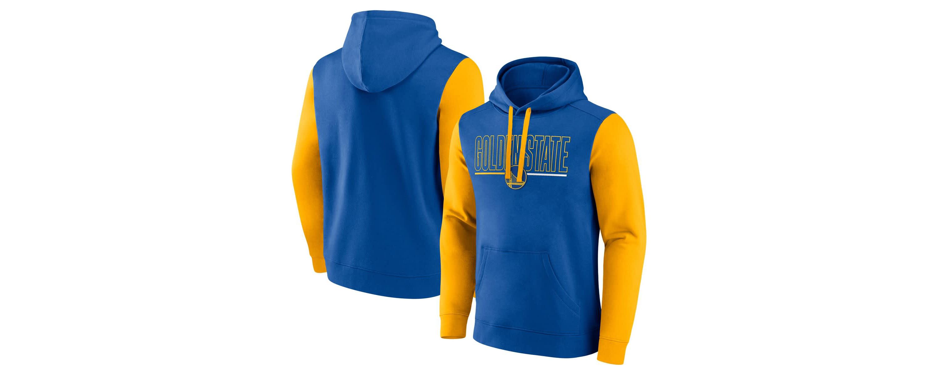 NBA Logo Athletic Golden State Warriors Outline Colorblock Pullover Hoodie