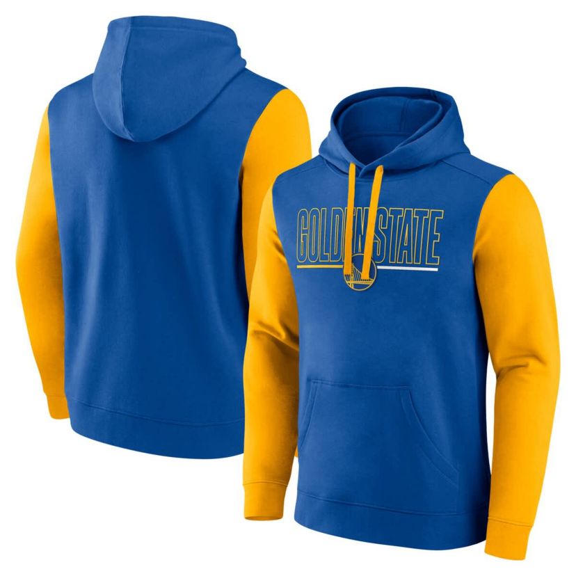 NBA Logo Athletic Golden State Warriors Outline Colorblock Pullover Hoodie