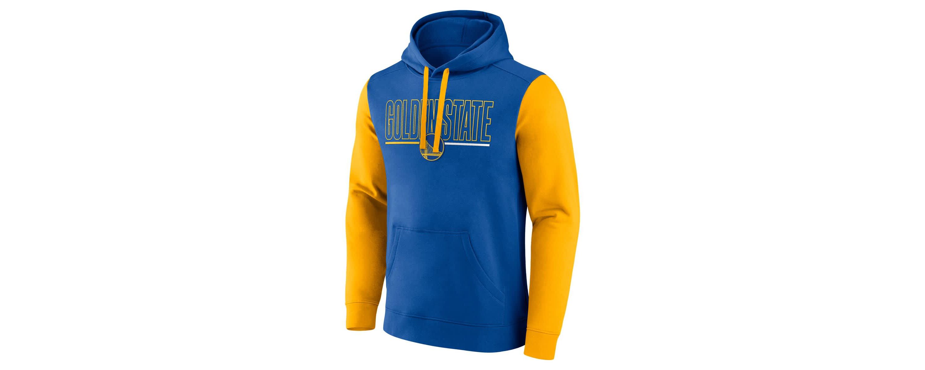 NBA Logo Athletic Golden State Warriors Outline Colorblock Pullover Hoodie