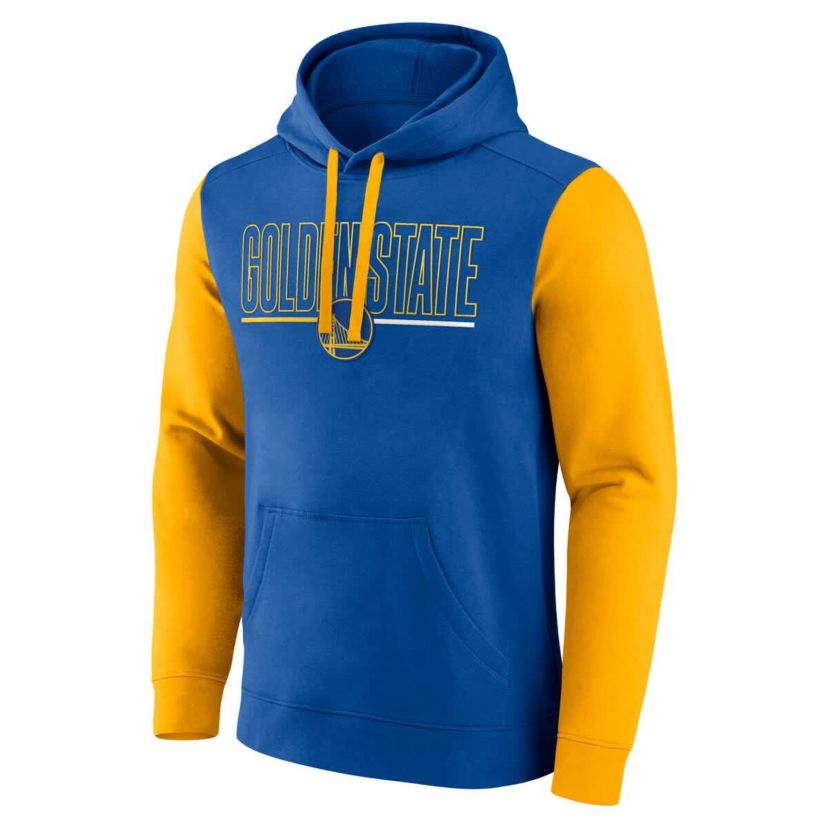 NBA Logo Athletic Golden State Warriors Outline Colorblock Pullover Hoodie