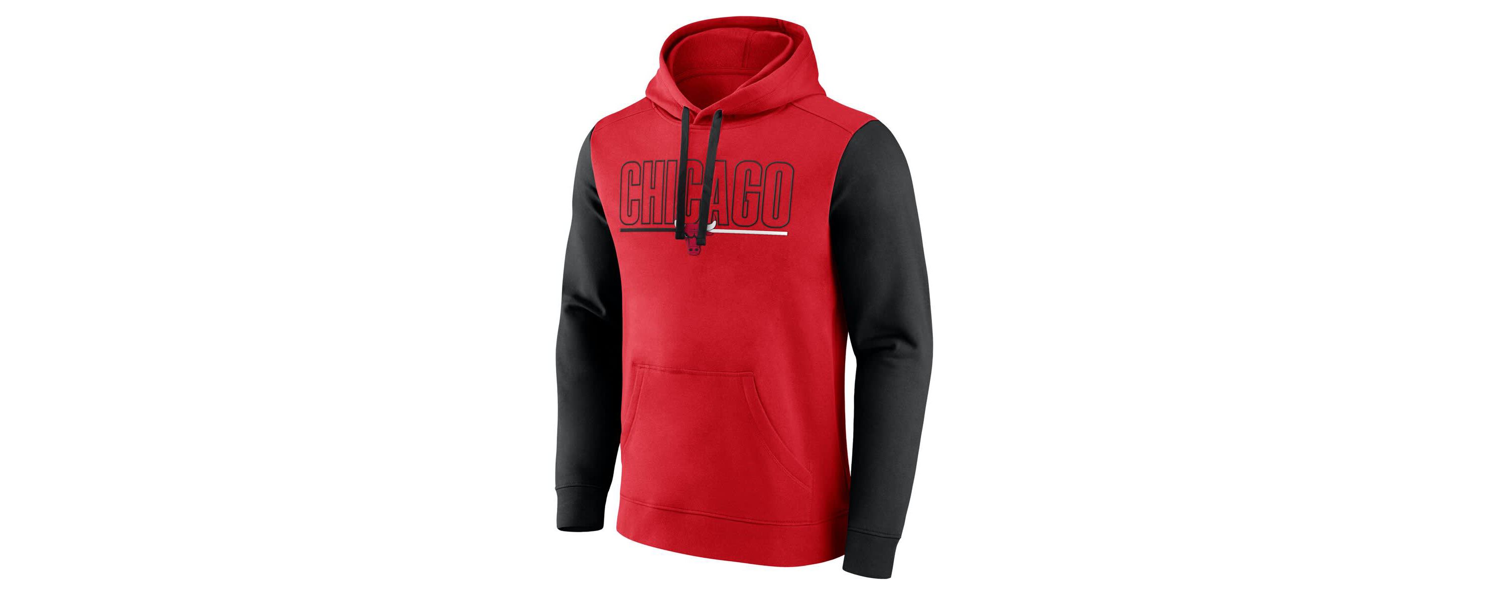 NBA Logo Athletic Chicago Bulls Outline Colorblock Pullover Hoodie
