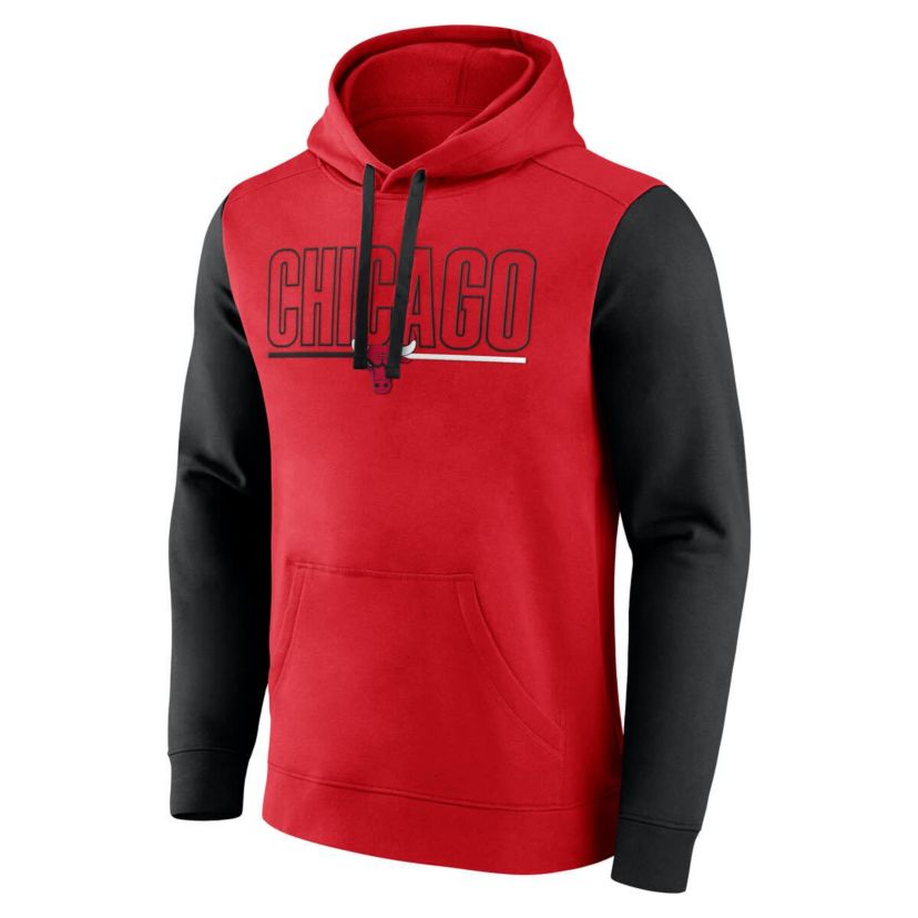 NBA Logo Athletic Chicago Bulls Outline Colorblock Pullover Hoodie