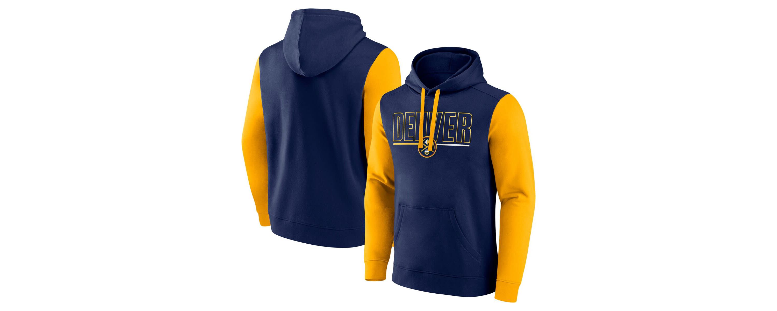 NBA Logo Athletic Denver Nuggets Outline Colorblock Pullover Hoodie