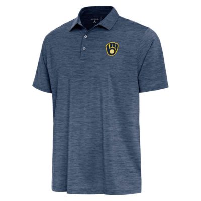 Antigua Men's MLB Milwaukee Brewers Layout Polo, Navy Blue, 3XL