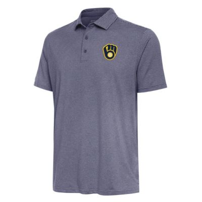 Antigua Men's MLB Milwaukee Brewers Scheme Polo, Navy Blue, 2XL