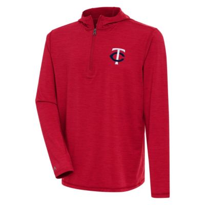 Antigua Men's MLB Minnesota Twins Tidy Quarter-Zip Hoodie, Red, Large
