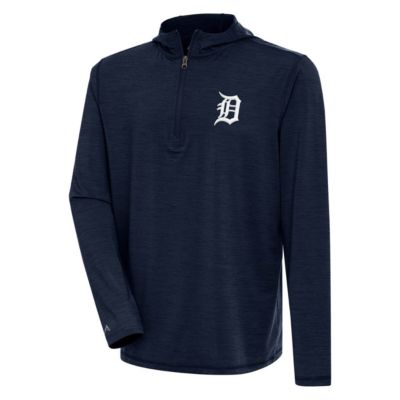 Antigua Men's MLB Detroit Tigers Tidy Quarter-Zip Hoodie, Navy Blue, Large