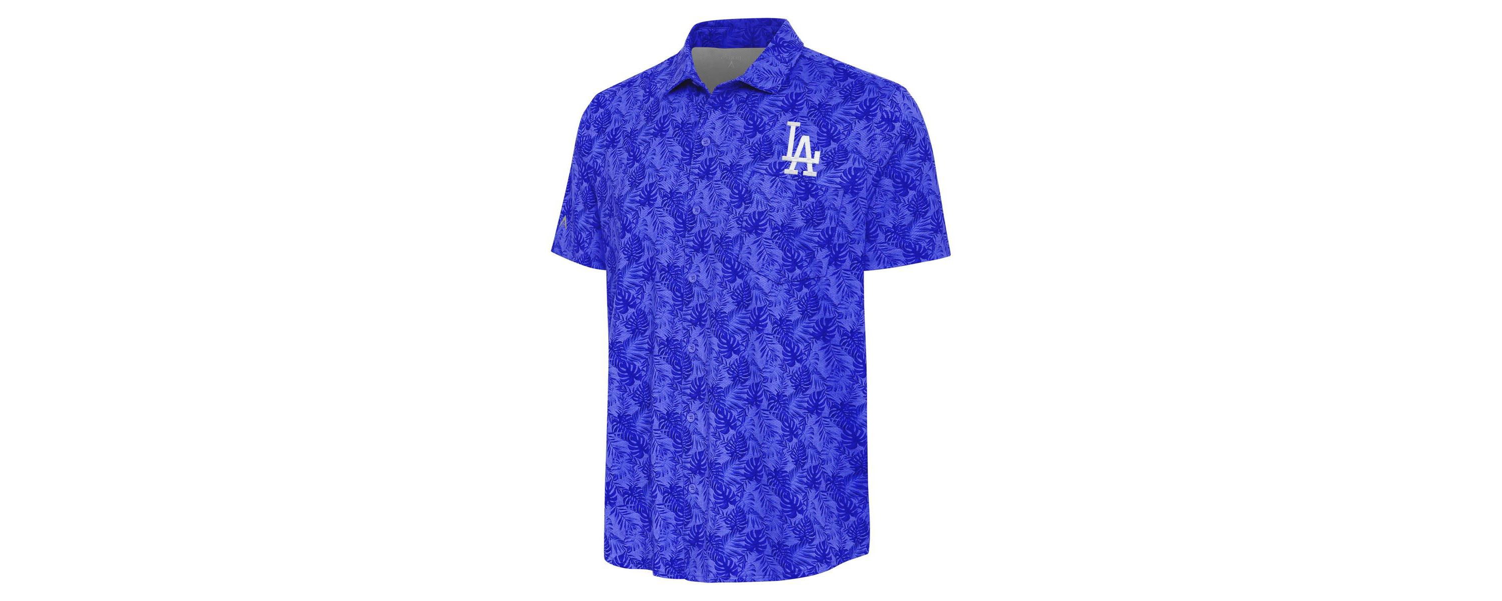 MLB Los Angeles Dodgers Tonal Logo Resort Button-Up Shirt