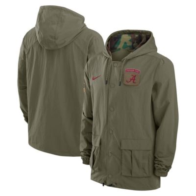 Men's Alabama Crimson Tide NCAA Nike Alabama Tide 2024 Military Appreciation Full-Snap Hoodie Military Jacket, Small