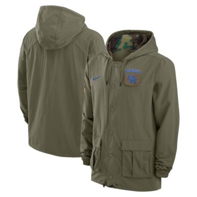 Men's NCAA Nike Kentucky Wildcats 2024 Military Appreciation Full-Snap Hoodie Military Jacket, Large