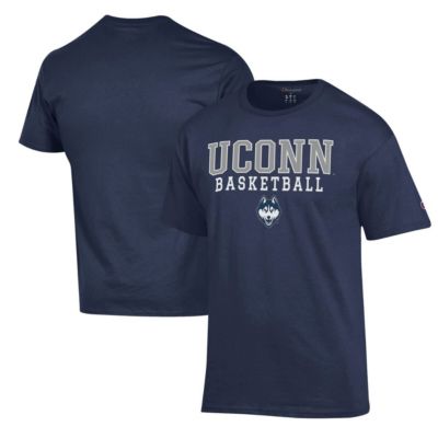 Champion Men's Connecticut Huskies NCAA UConn Huskies Basketball Stack T-Shirt, Navy Blue, 3XL