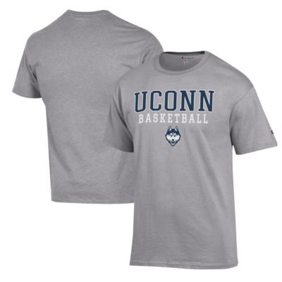 Champion Men's Connecticut Huskies NCAA UConn Huskies Basketball Stack T-Shirt, Gray, XL
